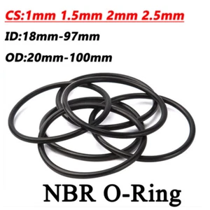 O-Rings Nitrile Rubber NBR Oil Sealing Gasket CS 1-2.5mm ID 18-97mm OD 20-100mm - Picture 1 of 17