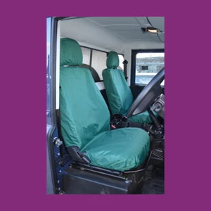 Land Rover Defender 2007-2015 Green Waterproof Tailored Front Pair Seat Covers - Picture 1 of 2