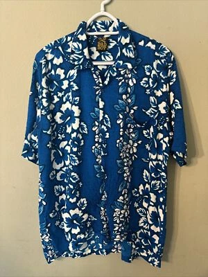 Camisa De Colección Bad Boy Abotonada Para Hombre Grande Hawaiana Floral Azul Manga Corta Leer Foto 1 de 4