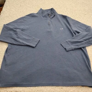 Vineyard Vines Sweater Mens 3XT Blue 1/4 Zip Preppy Tall Outdoor Whale Logo A2 - Picture 1 of 9