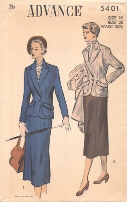 Vintage Advance 5401 Misses' Two-Piece Suit Size 14 - Image 1 of 2