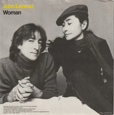 1981 EXCELLENT John Lennon WOMAN/ BEAUTIFUL. BOYS YOKO ONO  49644  45 - Image 1 of 4