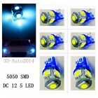6 Pcs T10  5 X 5050 Smd  Ice Blue Led Car Light Bulbs 168 158 192 194 