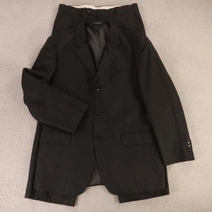 Jones New York Suit M Black Chalk Stripe 100% Wool Twill Jacket Pants 41R 34x27 - Picture 1 of 22