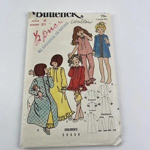 Butterick 5988 Girls Nightgown Pajamas Robe Sewing Pattern Size 2 Child Vintage - Picture 1 of 6