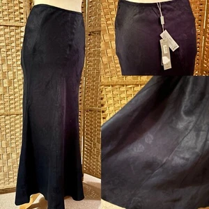 BNWT PER UNA Navy 100% LINEN Damask FISHTAIL Maxi Skirt UK 8 L40” TALL - Picture 1 of 17