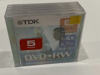 TDK DVD-RW 4x- 4.7 GB/ 5 pack NEW And Sealed - Image 1 of 4