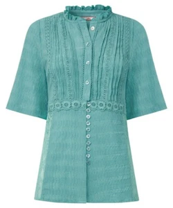 Joe Browns Damen Leinen Retro Bluse Top in Blau - UK 12  - Bild 1 von 5