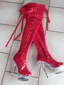 Plateau Overkneestiefel rot Gr.38 - Bild 1 von 5