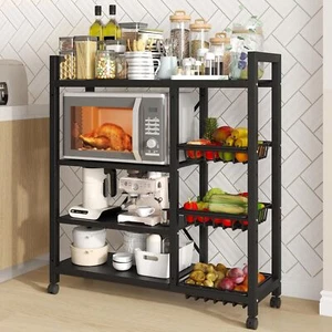 Adjustable 4-Tier Kitchen Shelves with 3 Wire Baskets, Kitchen Organizers - Picture 1 of 9