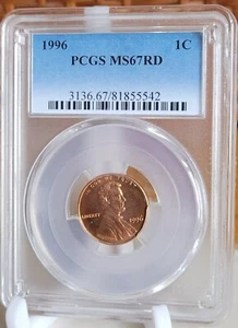1996 PCGS MS67RD Lincoln Cent - Picture 1 of 2
