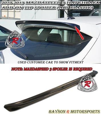 MS-Style Add-on Spoiler ABS Fits 10-13 Mazda 3 Hatch w/ MazdaSpeed Roof Spoiler - Image 1 of 4