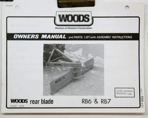 Woods Rear Blade RB7/RB8 Owners Manual And Parts List 4387 - Picture 1 of 1