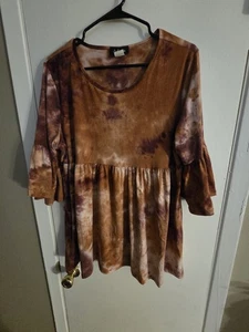 Túnica para mujer Adara naranja y púrpura tie dye bebé muñeca talla 1x - Imagen 1 de 6
