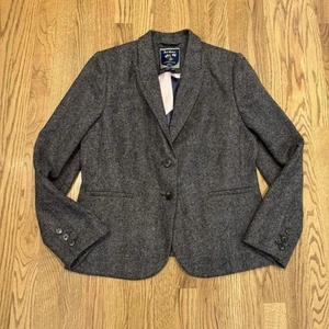 Boden British Tweed by Moon Two Button Wool Herringbone Blazer Women’s Sz 12 Reg - Picture 1 of 8