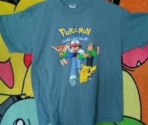 VTG 1999 Pokemon Nintendo Pikachu Ash Brock Misty Youth L Graphic T MINT W Tags - Picture 1 of 11