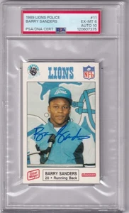 Policía de Leones 1989 Barry Sanders #11 * Novato * Corte * Ex-Nuevo PSA 6 Automático PSA 10 - Imagen 1 de 2