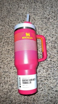 Stanley 40 oz Quencher Tumbler listras laranja magenta retrô. NOVO - Imagem 1 de 3