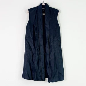 Lafayette 148 New York 100% Linen Black Long Vest with side slits size P (0-2) - Picture 1 of 9