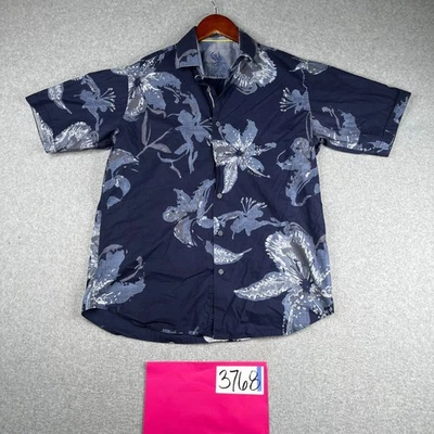 BUGATCHI UOMO CLassic Fit Shirt Large Navy Blue Floral Button Up Short Sleeve - Image 1 of 4