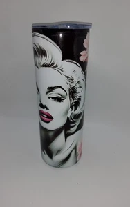 20oz Becher mit Strohhalm, Marilyn Monroe Pink und Schwarz - Bild 1 von 3