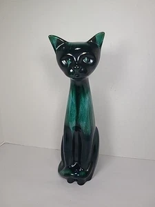 Vintage Blue Mountain Cat Figurine 14" Clay Cat Glazed Pottery  Figurine   - Picture 1 of 7