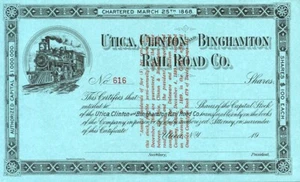 19__ Utica Clinton & Binghamton RR Aktienzertifikat - Bild 1 von 1