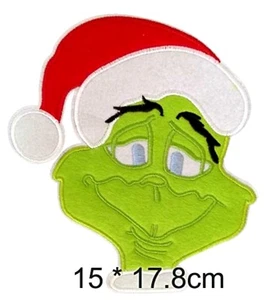 Christmas Patch Embroidered Iron-On Kids Applique Grinch Rudolph Santa Stocking - Picture 1 of 12