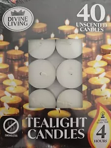 Tea light Candles Bulk 40 4 Hour Tea Lights Tealight Tealights Unscented Candle - Picture 1 of 1