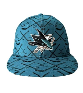 New! SAN JOSE SHARKS Black Teal Fitted Cap Zephyr NHL Hat Wool Size 7 3/4 NWT - Picture 1 of 7