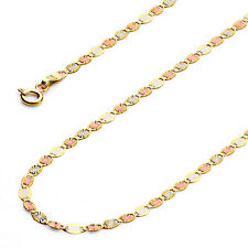 Wellingsale 14k Tri Color Gold Solid 2mm Valentino Star Chain Necklace