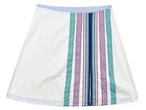 st-martins Women SUNNY Short Skirt A-Line Patchwork Stripes Cream White Size XL - Picture 1 of 6