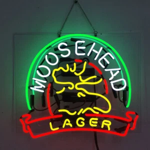 Moosehead Lager Neon Sign Acrylic 19"x15" Glass Bar Pub Wall Decor Artwork Gift - Picture 1 of 3