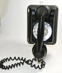 Antique Siemens Brothers London 1930's Black Bakelite Rotary Wall Phone - Picture 1 of 9