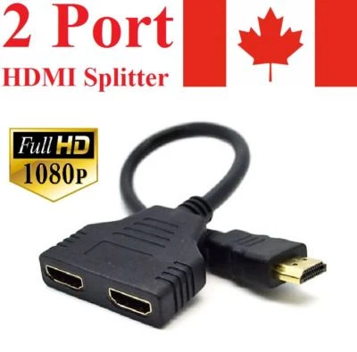 HDMI Splitter 1 In 2 Out Cable Adapter Multi Display Duplicator Full HD 1080P - Image 1 of 2