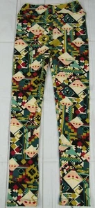 LuLaRoe Kids Christmas Legging Black & Green with Santa Size L/XL NWT - Picture 1 of 3