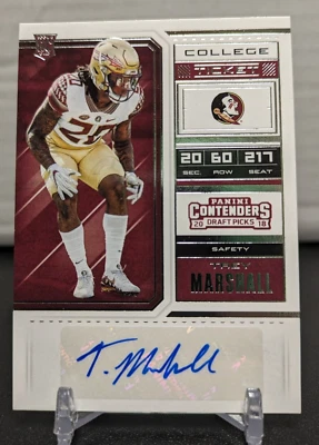 TREY MARSHALL 2018 Contenders Draft Picks Auto College Ticket FSU SEMINOLES - Image 1 of 4