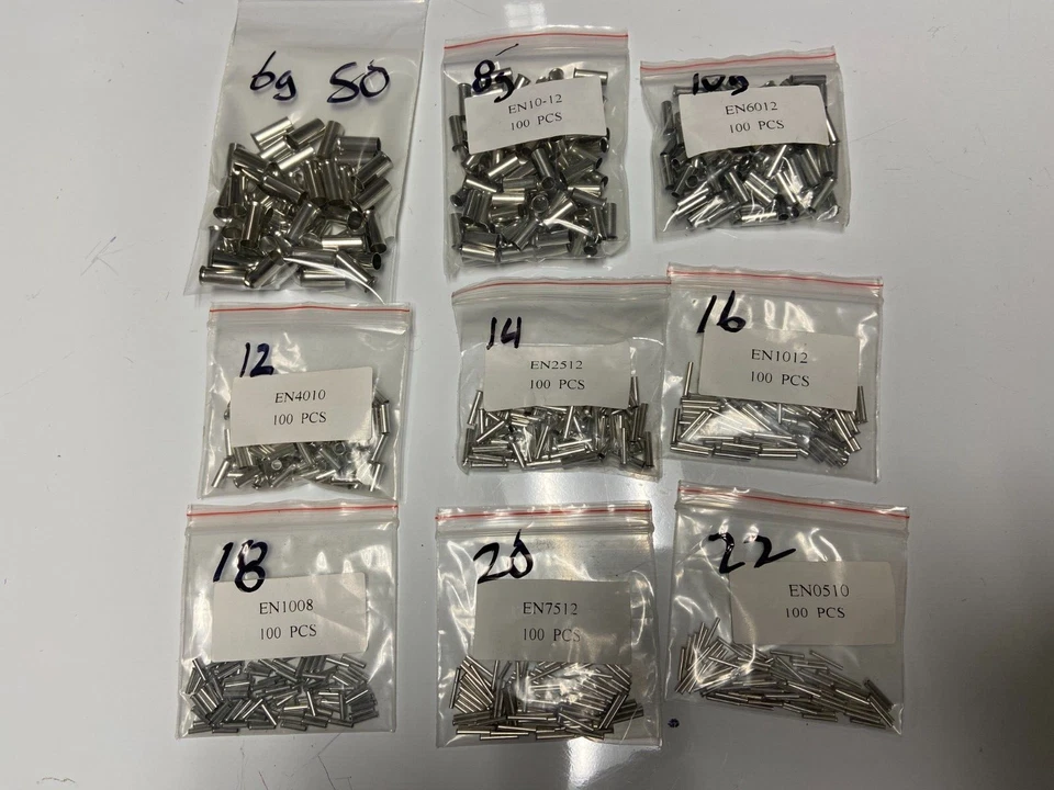 850 pcs each of  6-22  Awg Gauge Non-insulated Wire Ferrule Assortment - Image 1 of 2