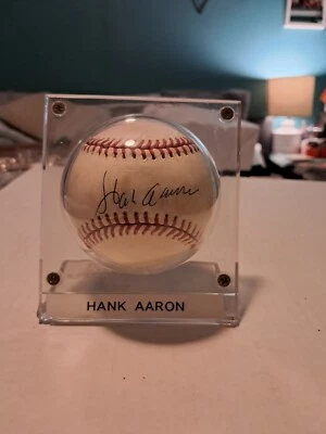HENRY HANK AARON SIGNED AUTOGRAPHED RAWLINGS OML NL BASEBALL HR KING - PSA DNA - Image 1 of 4