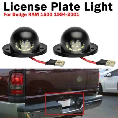 1994-2001 For Dodge RAM 1500 2500 3500 LED License Plate Lights Lens Lamps Pair - Image 1 of 4