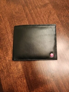 Alpine Swiss Men's Genuine Leather Wallet Slim Flip-out Bifold, Black - Picture 1 of 7