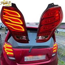 Pair Tail Lights Assembly LED Rear Lamps Red For Chevrolet Spark 2011 2012-2014