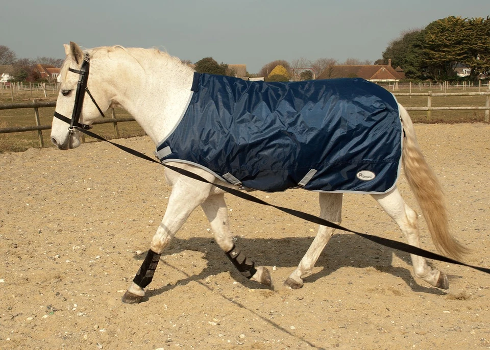 Rhinegold Horsewalker/Lunge Exercise Rug in Navy, Yellow | 5'0"-6'9" - Image 1 of 1
