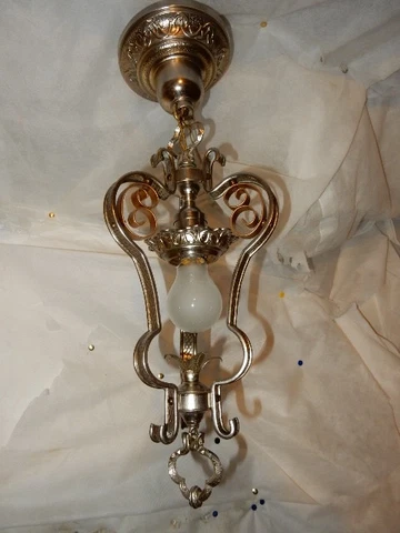 Spanish Revival Arts & Crafts Tudor  Brass Pendant Ceiling Fixture Cover