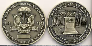20th Anniversary Dedication 1st Canadian Parachute Bn Cairn Commemoration Coin - Bild 1 von 1