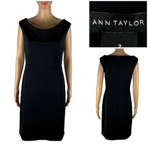 Ann Taylor Womens 2 Dress Black Polyester Stretch Knee Length NWT $119 - Picture 1 of 11