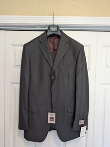 Fellini Two Piece Suit (38/32 Reg, Charcoal) NEW - Picture 1 of 10