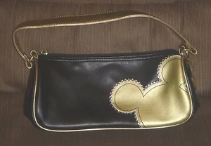 Mickey Mouse - Purse/Handbag with matching Key Chain - Black & Gold - {used/EX} - Picture 1 of 4