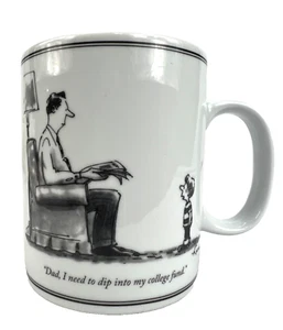 Vtg NEW YORKER Mike Twohy Coffee Mug White/Black College Fund 4.25 x 3.5 x 3.25 - Picture 1 of 8
