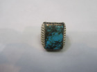 Vintage Indian Navajo Sterling Silver Men's Turquoise Ring